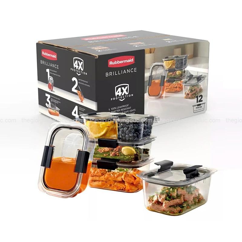 set-hop-tru-thuc-pham-rubbermaid-brilliance-tritan-12-mon (2) Set hộp trữ thực phẩm Rubbermaid Brilliance Tritan 12 món