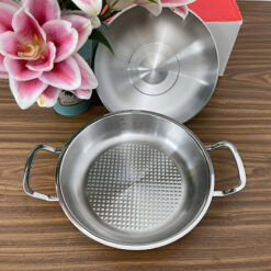 Chảo Fissler Profi 2 quai kèm vung inox 24cm