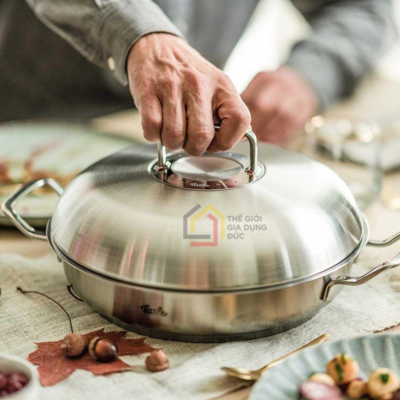 chao-fissler-profi-2-quai-kem-vung-inox-24cm (5) Chảo Fissler Profi 2 quai kèm vung inox 24cm