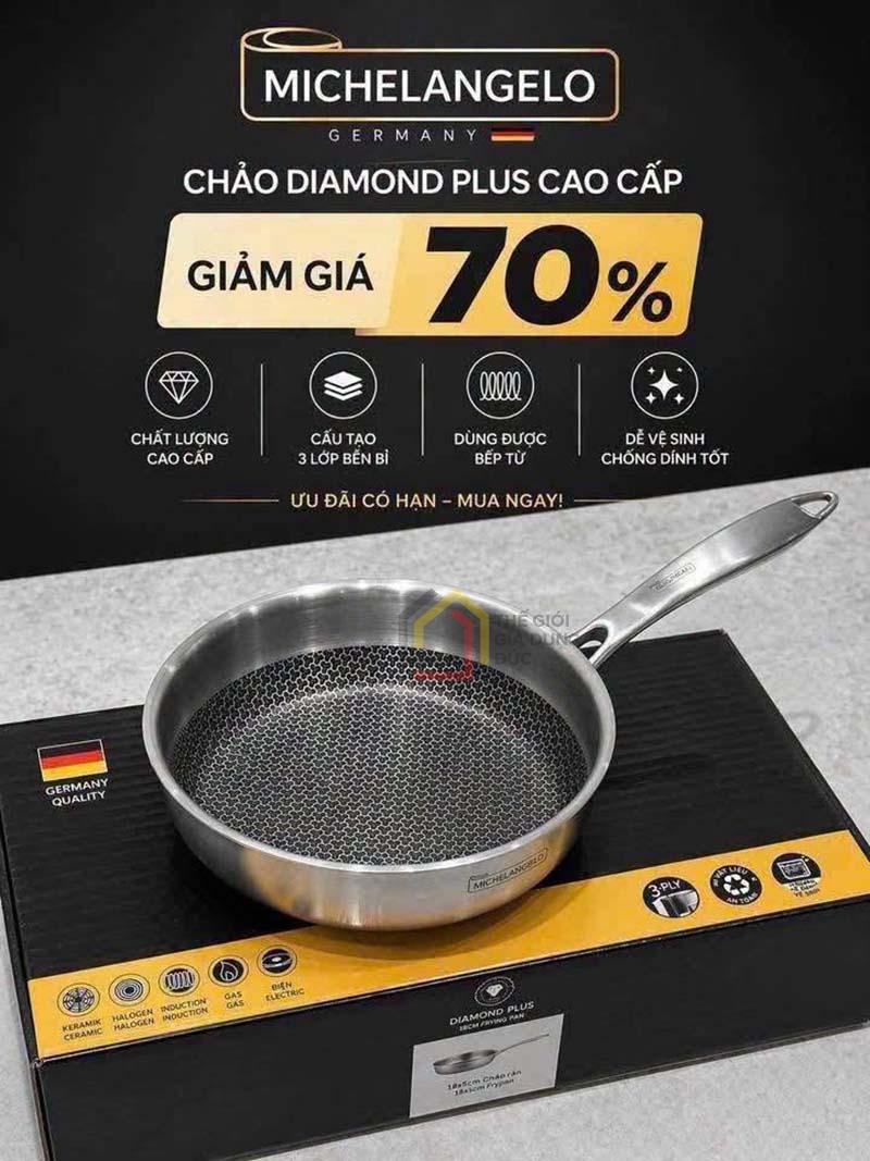 chao-van-to-ong-michelangelo-diamond-plus (1) Chảo vân tổ ong Michelangelo Diamond Plus