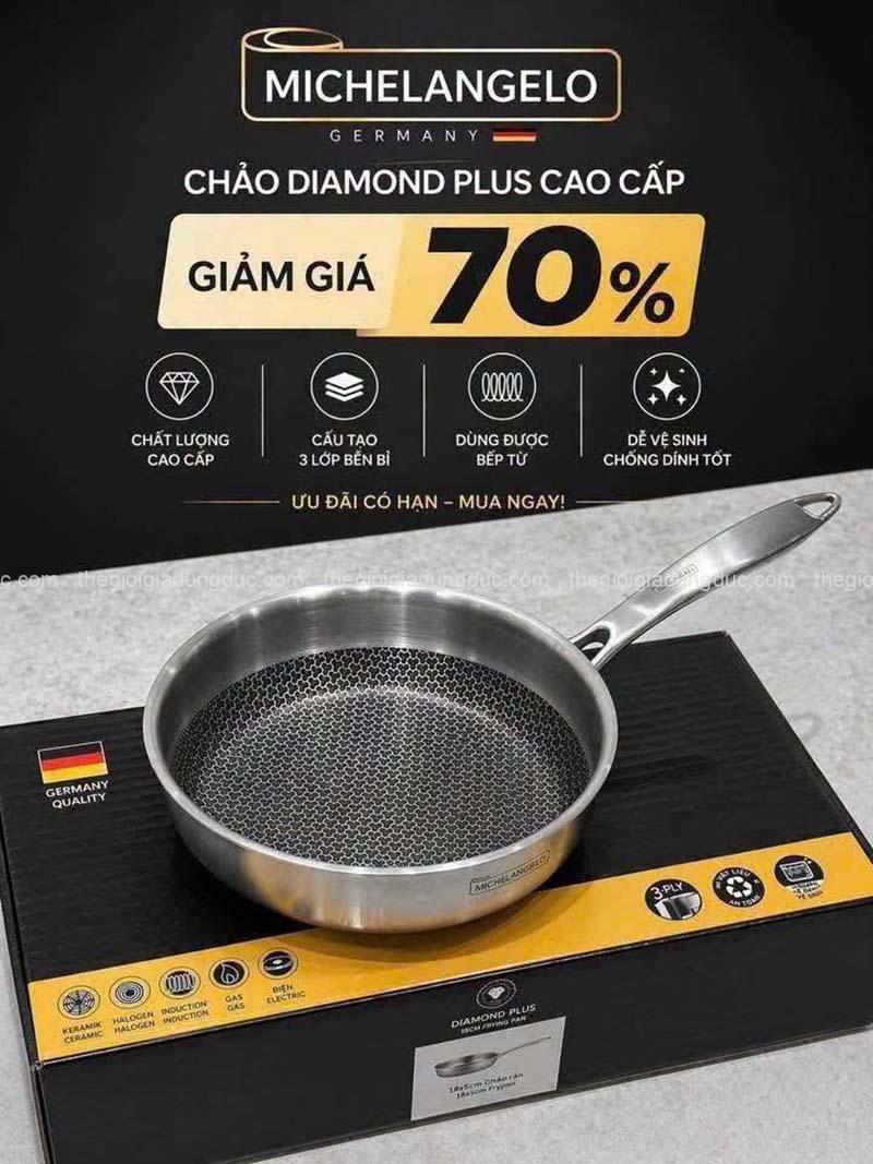 chao-van-to-ong-michelangelo-diamond-plus (1) Chảo vân tổ ong Michelangelo Diamond Plus