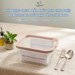 Hộp thủy tinh chịu nhiệt hình chữ nhật dáng sâu Kaiyo