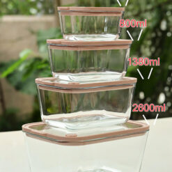 Hộp thủy tinh chịu nhiệt hình chữ nhật dáng sâu Kaiyo