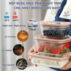 Hộp thủy tinh chịu nhiệt hình chữ nhật Kaiyo