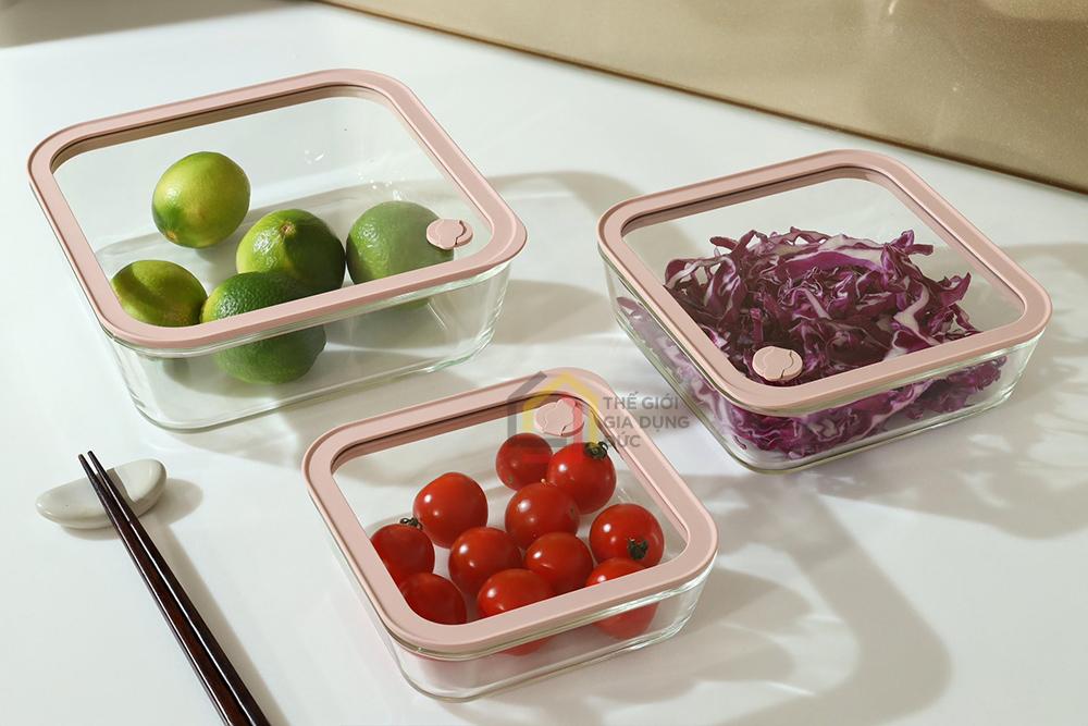 Hộp thủy tinh chịu nhiệt hình vuông Kaiyo 