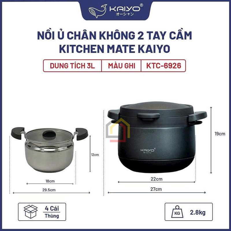 noi-u-2-tay-cam-kitchen-mate-kaiyo-3l (1) Nồi ủ 2 tay cầm Kitchen Mate Kaiyo 3L