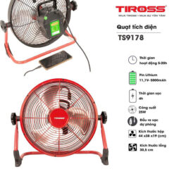 Quạt sàn tích điện Tiross TS9178 30cm