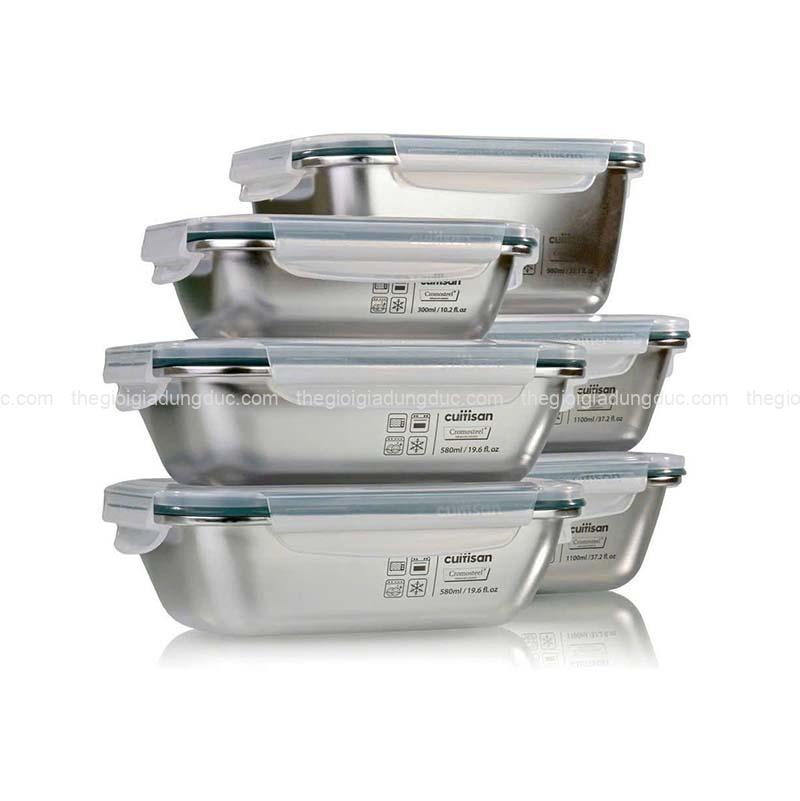 set-6-hop-inox-kem-nap-cuitisan (1) Set 6 hộp inox kèm nắp Cuitisan Made in Korea