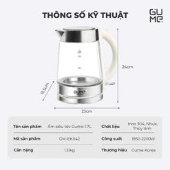 Ấm siêu tốc Gume 1.7L GM-EK042
