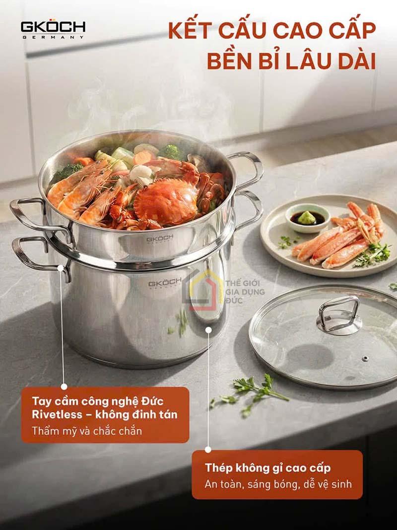 noi-canh-kem-xung-hap-gkoch-12l (6) Nồi canh kèm xửng hấp GKÖCH 12L
