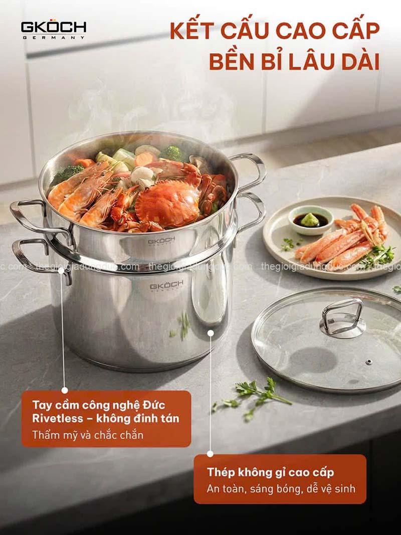 noi-canh-kem-xung-hap-gkoch-12l (6) Nồi canh kèm xửng hấp GKÖCH 12L