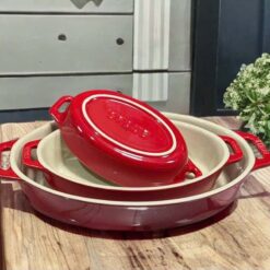 Set 3 khay gốm oval bỏ lò Staub