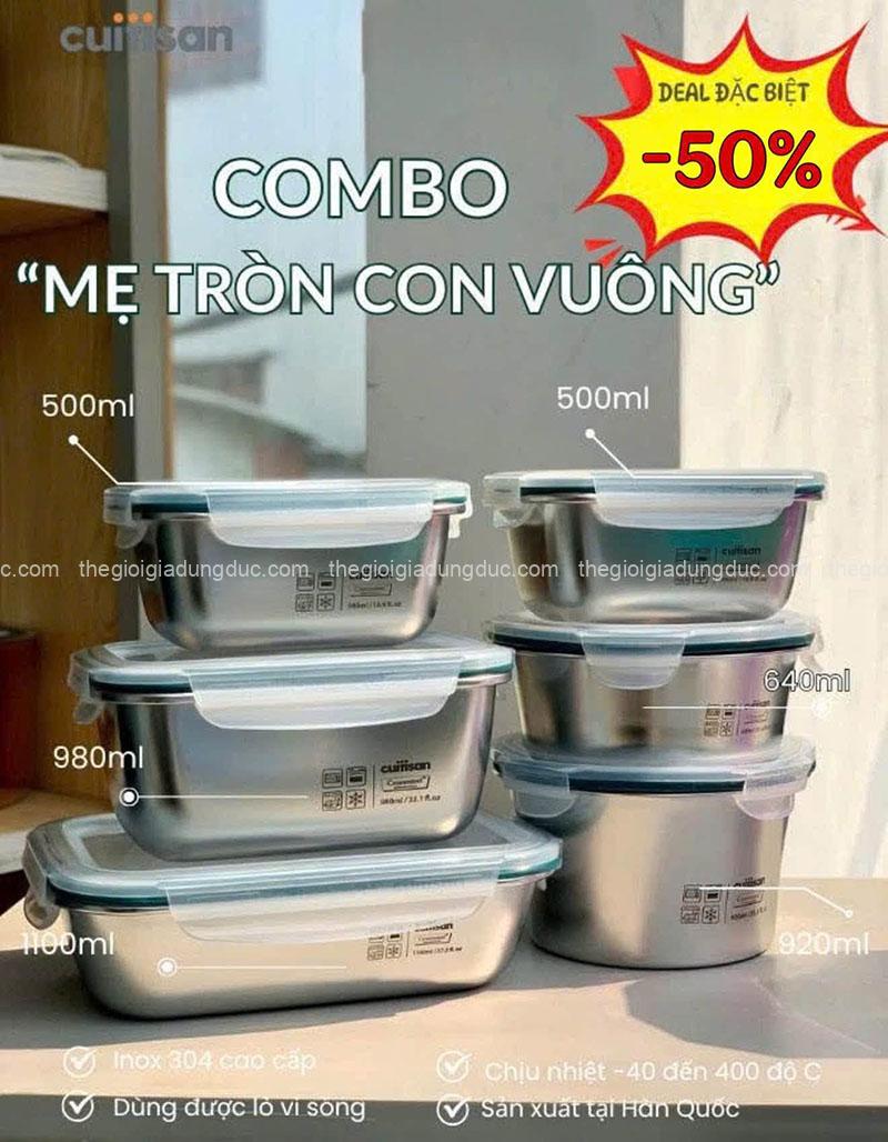 set-6-hop-dung-thuc-pham-kem-nap-cuitisan-simple Set 6 hộp đựng thực phẩm kèm nắp Cuitisan Simple