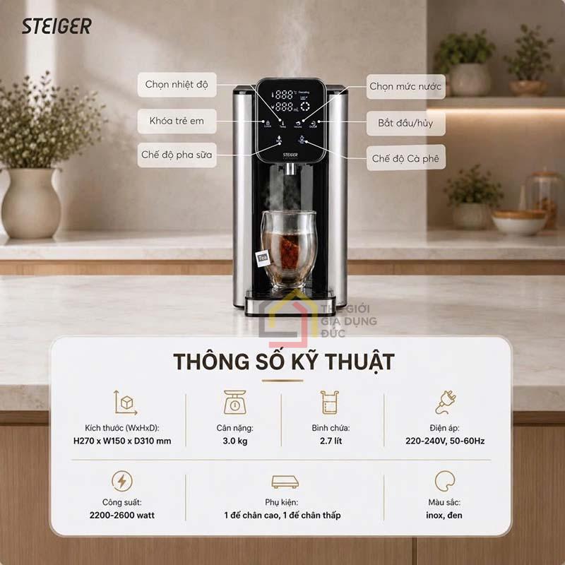 Bình thủy điện Steiger STG-270H 2,7L