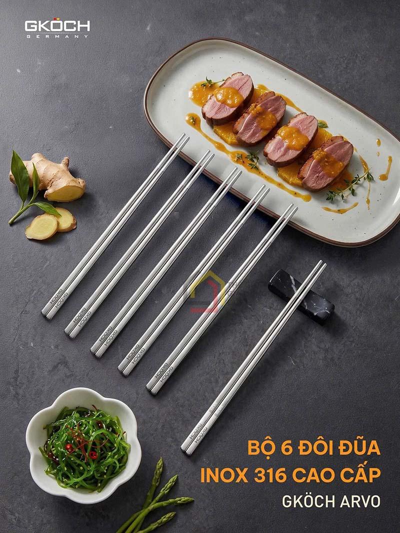bo-6-doi-dua-inox-316-gkoch-arvo (1) Bộ 6 đôi đũa inox 316 GKÖCH Arvo