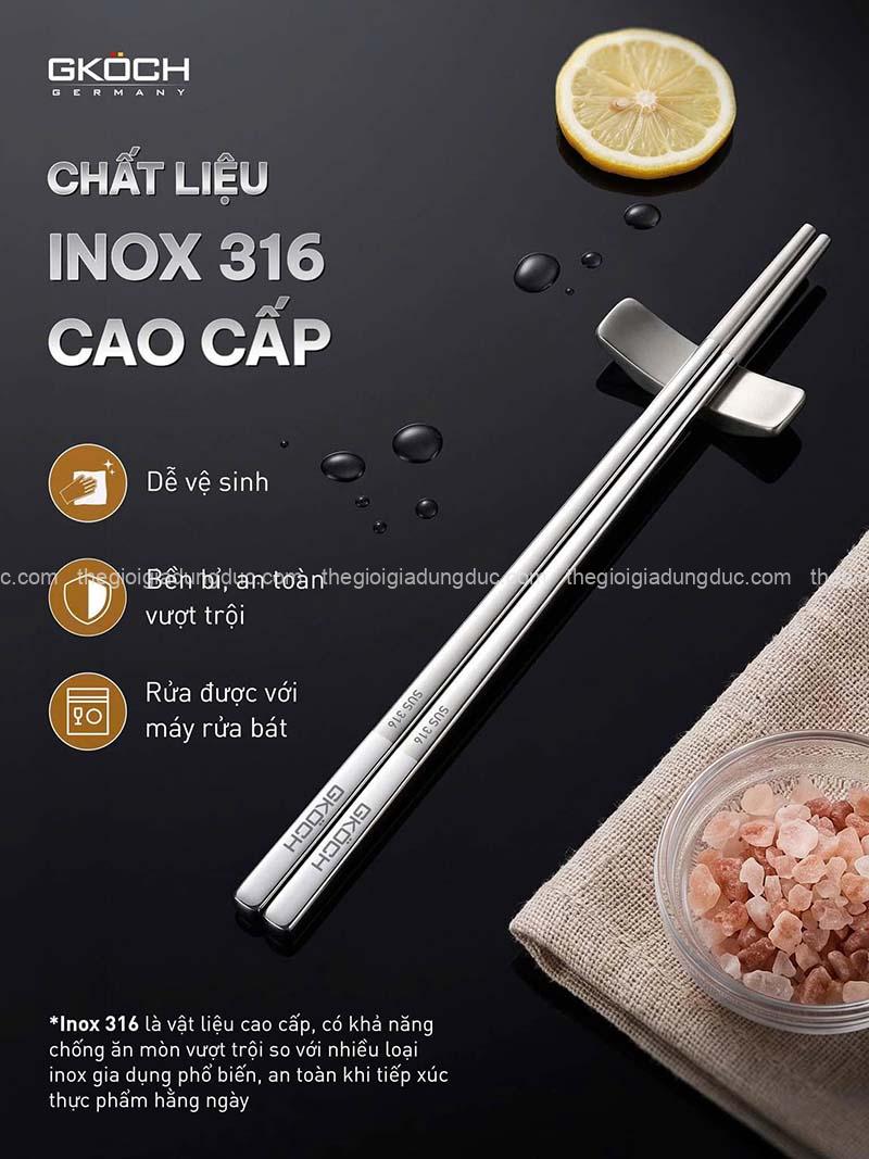 bo-6-doi-dua-inox-316-gkoch-arvo (3) Bộ 6 đôi đũa inox 316 GKÖCH Arvo