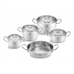 Bộ nồi Fissler Profi 5 món vung kính (4 nồi, 1 chảo 2 quai 24/28cm)