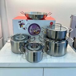 Bộ nồi Fissler Profi 5 món vung kính (4 nồi, 1 chảo 2 quai 24/28cm)