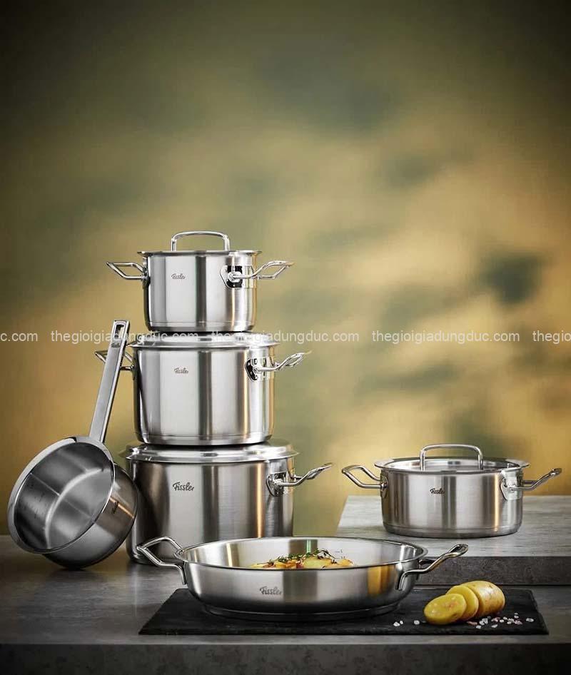Bộ nồi Fissler Profi 6 món vung kính (4 nồi, 1 quánh, 1 chảo 2 quai 24/28cm)