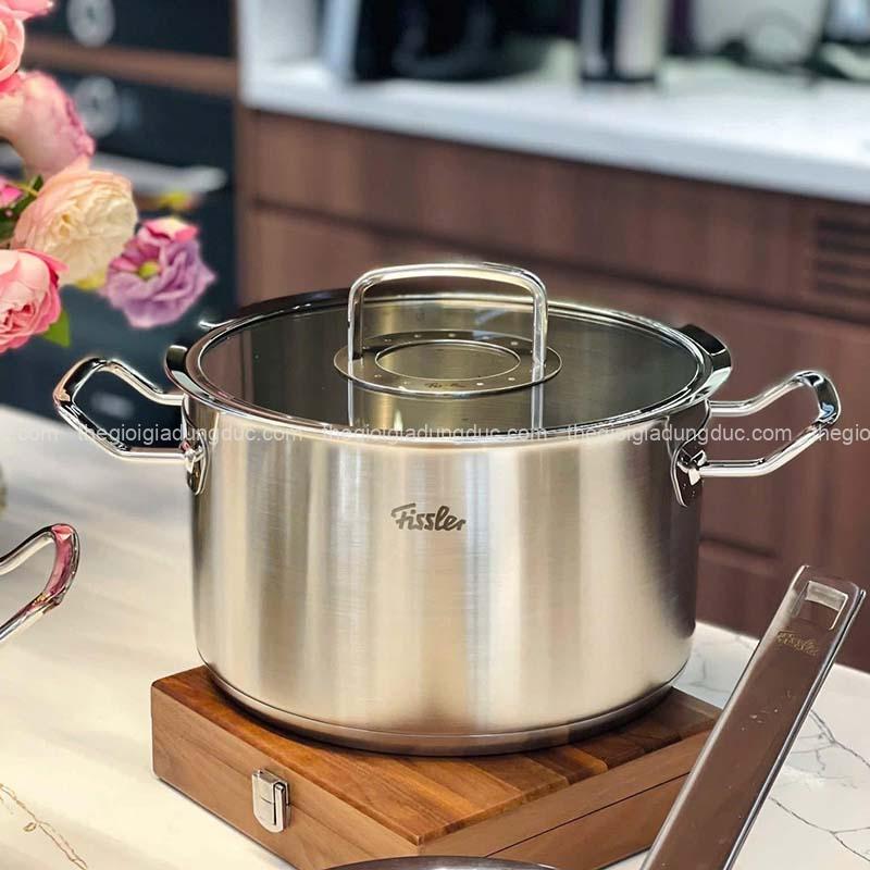 Bộ nồi Fissler Profi 6 món vung kính (4 nồi, 1 quánh, 1 chảo 2 quai 24/28cm)