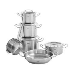 Bộ nồi Fissler Profi 6 món vung thép (4 nồi, 1 quánh, 1 chảo 2 quai 24/28cm)