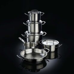 Bộ nồi Fissler Profi 6 món vung thép (4 nồi, 1 quánh, 1 chảo 2 quai 24/28cm)