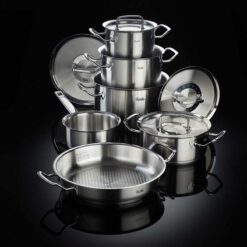 Bộ nồi Fissler Profi 6 món vung thép (4 nồi, 1 quánh, 1 chảo 2 quai 24/28cm)