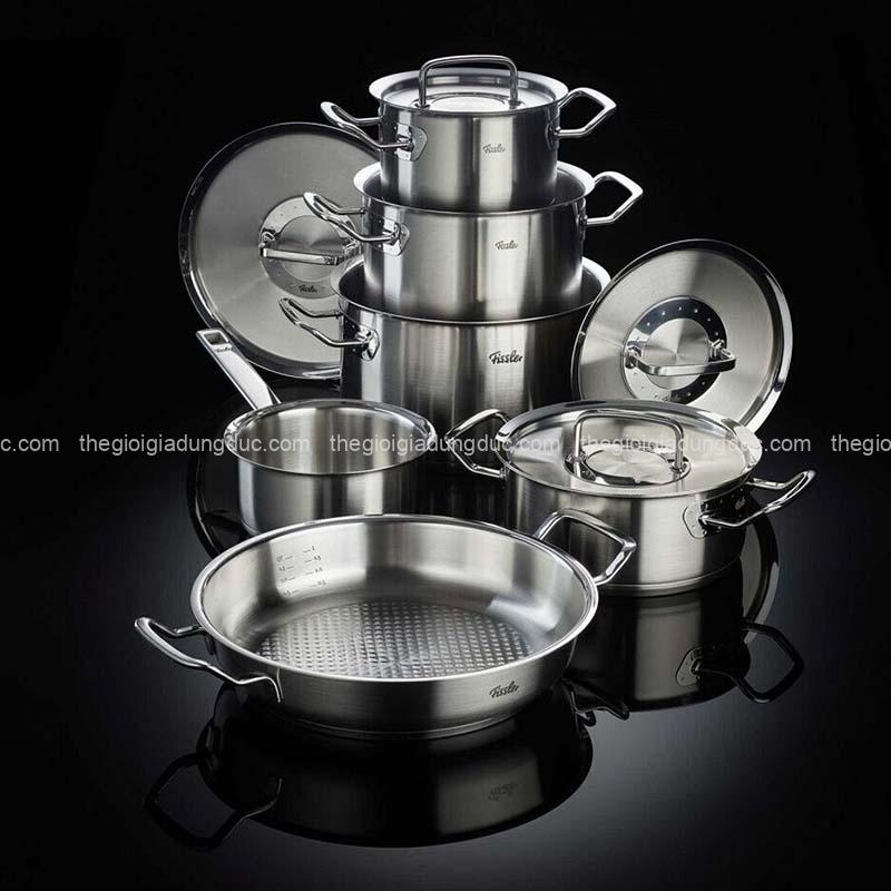 Bộ nồi Fissler Profi 6 món vung thép (4 nồi, 1 quánh, 1 chảo 2 quai 24/28cm)