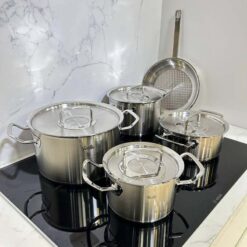 Bộ nồi Fissler Profi set 5 món vung thép (4 nồi, 1 chảo tổ ong 24/28cm)