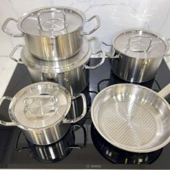 Bộ nồi Fissler Profi set 5 món vung thép (4 nồi, 1 chảo tổ ong 24/28cm)