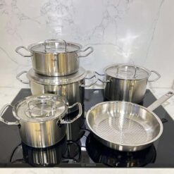 Bộ nồi Fissler Profi set 5 món vung thép (4 nồi, 1 chảo tổ ong 24/28cm)