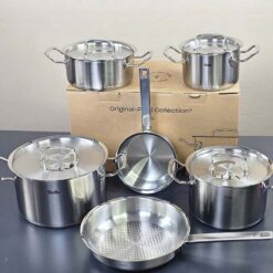 Bộ nồi Fissler Profi set 6 món vung thép (4 nồi, 1 quánh, 1 chảo 24/28cm)