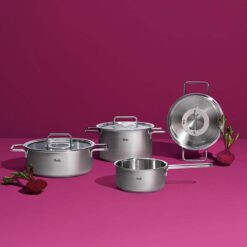Bộ nồi Fissler Pure Collection 5 món (4 nồi, 1 quánh) vung inox / vung kính