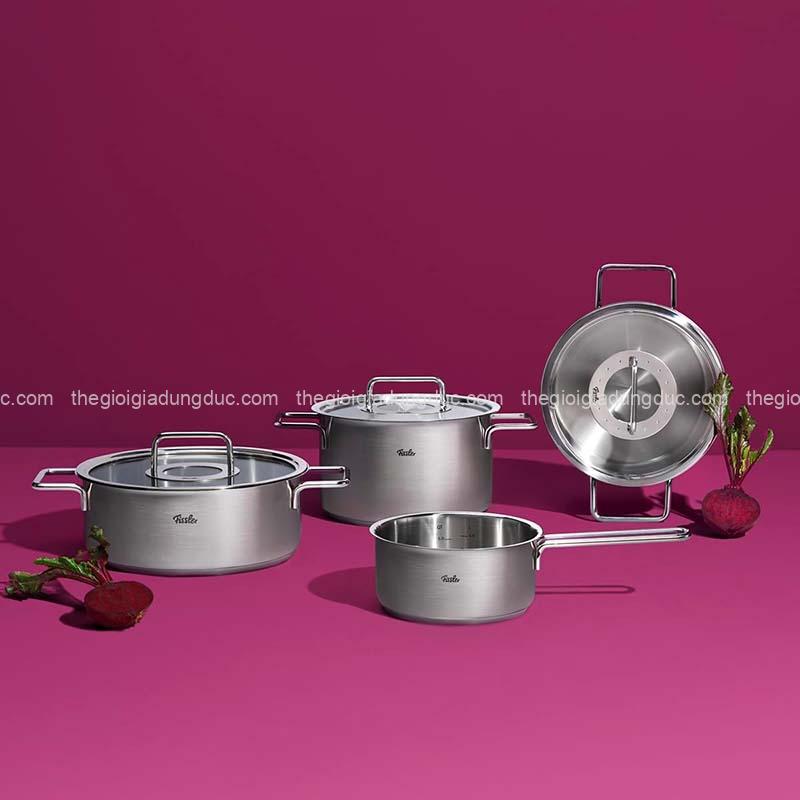 Bộ nồi Fissler Pure Collection 5 món (4 nồi, 1 quánh) vung inox / vung kính