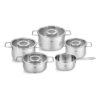 Bộ nồi Fissler Pure Collection 5 món (4 nồi, 1 quánh) vung inox / vung kính