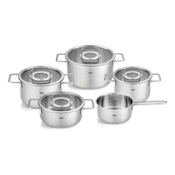 Bộ nồi Fissler Pure Collection 5 món (4 nồi, 1 quánh) vung inox / vung kính