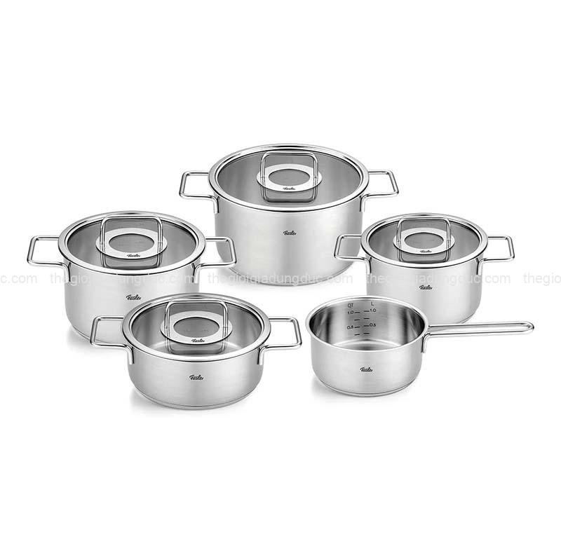 bo-noi-fissler-pure-collection-5-mon-4-noi-1-quanh-nap-kinh (1) Bộ nồi Fissler Pure Collection 5 món (4 nồi, 1 quánh) vung inox / vung kính