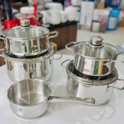 Bộ nồi WMF Diadem Plus 6 món (4 nồi, 1 quánh, 1 chảo 24/28cm)