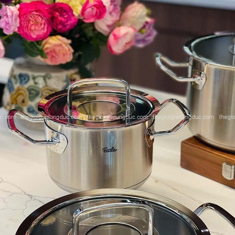 Bộ nồi Fissler Profi set 4 món vung kính (3 nồi, 1 chảo 24cm/28cm)