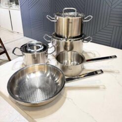 Bộ nồi Fissler Profi set 5 vung kính (3 nồi, 1 quánh, 1 chảo 24cm/28cm)