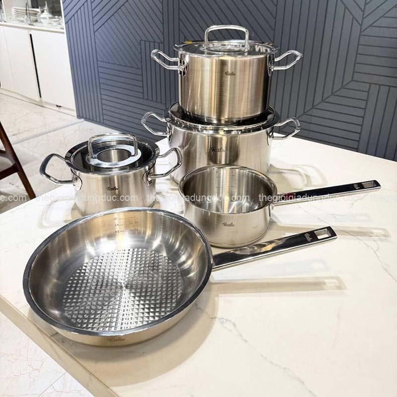 Bộ nồi Fissler Profi set 5 vung kính (3 nồi, 1 quánh, 1 chảo 24cm/28cm)