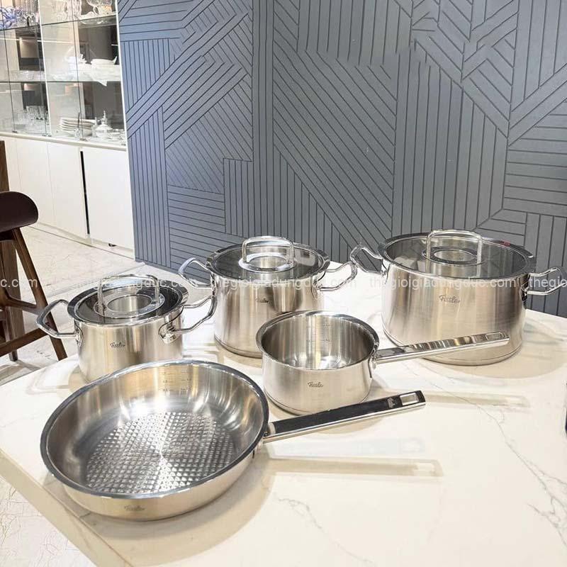 Bộ nồi Fissler Profi set 5 vung kính (3 nồi, 1 quánh, 1 chảo 24cm/28cm)