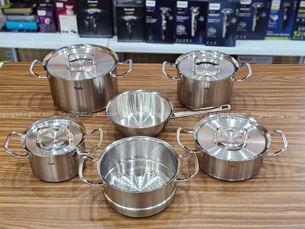 bo-noi-fissler-profi-set-6-mon-vung-inox (3) Bộ nồi Fissler Profi set 6 món vung inox (4 nồi, 1 xửng hấp, 1 chảo sâu lòng)
