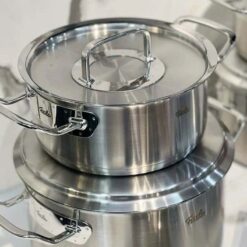 Bộ nồi Fissler Profi set 6 món vung inox (4 nồi, 1 xửng hấp, 1 chảo sâu lòng)