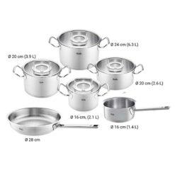 Bộ nồi Fissler Profi set 6 món vung kính (4 nồi, 1 quánh, 1 chảo 24cm/28cm)