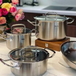 Bộ nồi Fissler Profi set 6 món vung kính (4 nồi, 1 quánh, 1 chảo 24cm/28cm)