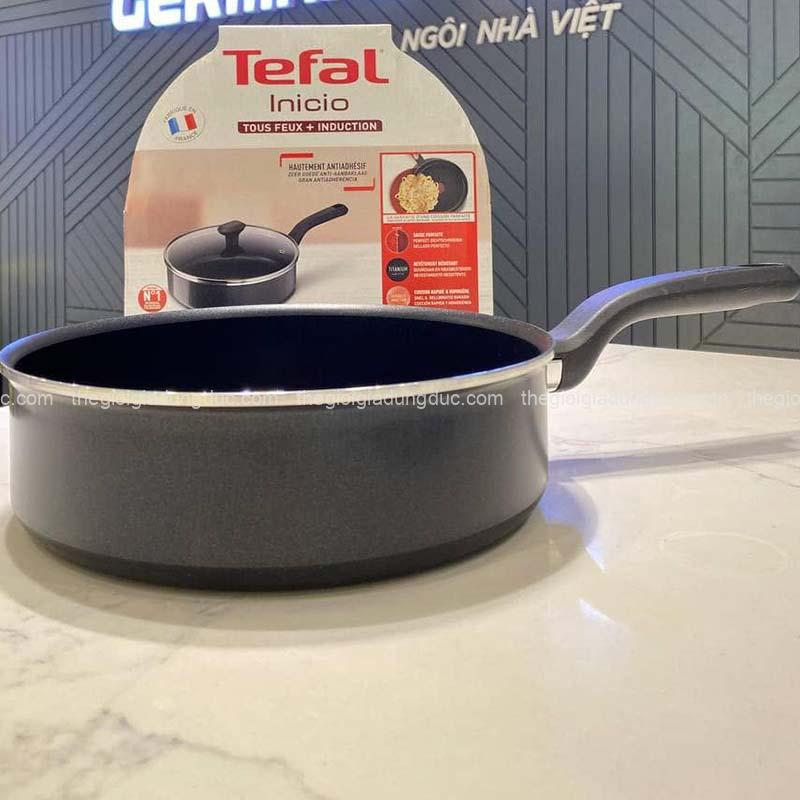 Chảo rán thành cao Tefal Inicio 24cm có vung kính
