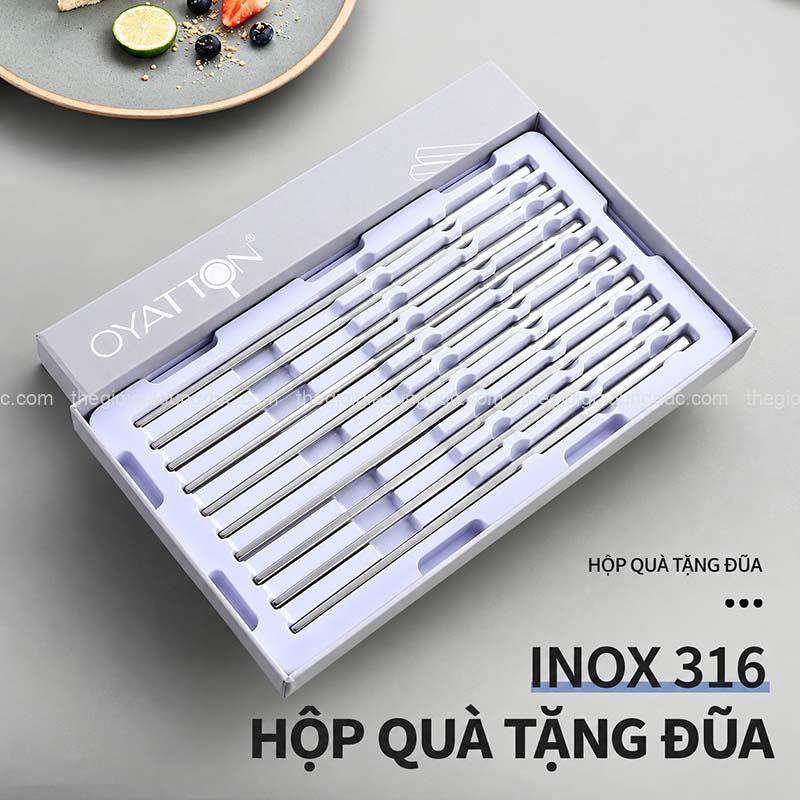 Hộp 10 đôi đũa inox 316 OYATTON - O416