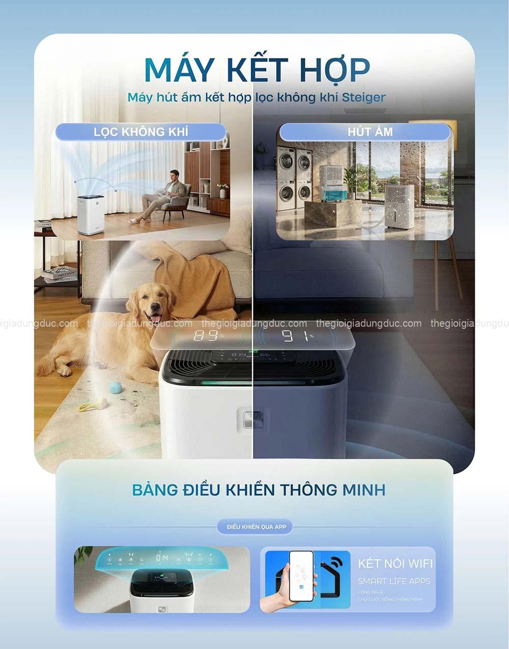 Máy hút ẩm kiêm lọc không khí Steiger STG-835DW/plus