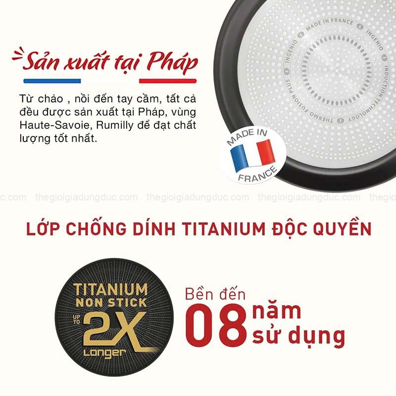 Set 2 chảo chống dính Tefal Ingenio Daily Chef L7619022 24cm và 26cm cán rời
